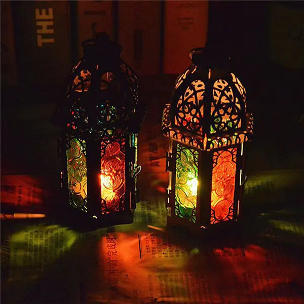 Classic Lantern Candle Holder with Iron and Glass