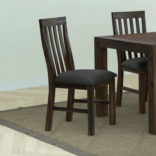 2x Wooden Frame Leatherette in Solid Wood Acacia & Veneer Dining Chairs in Chocolate Colour-0