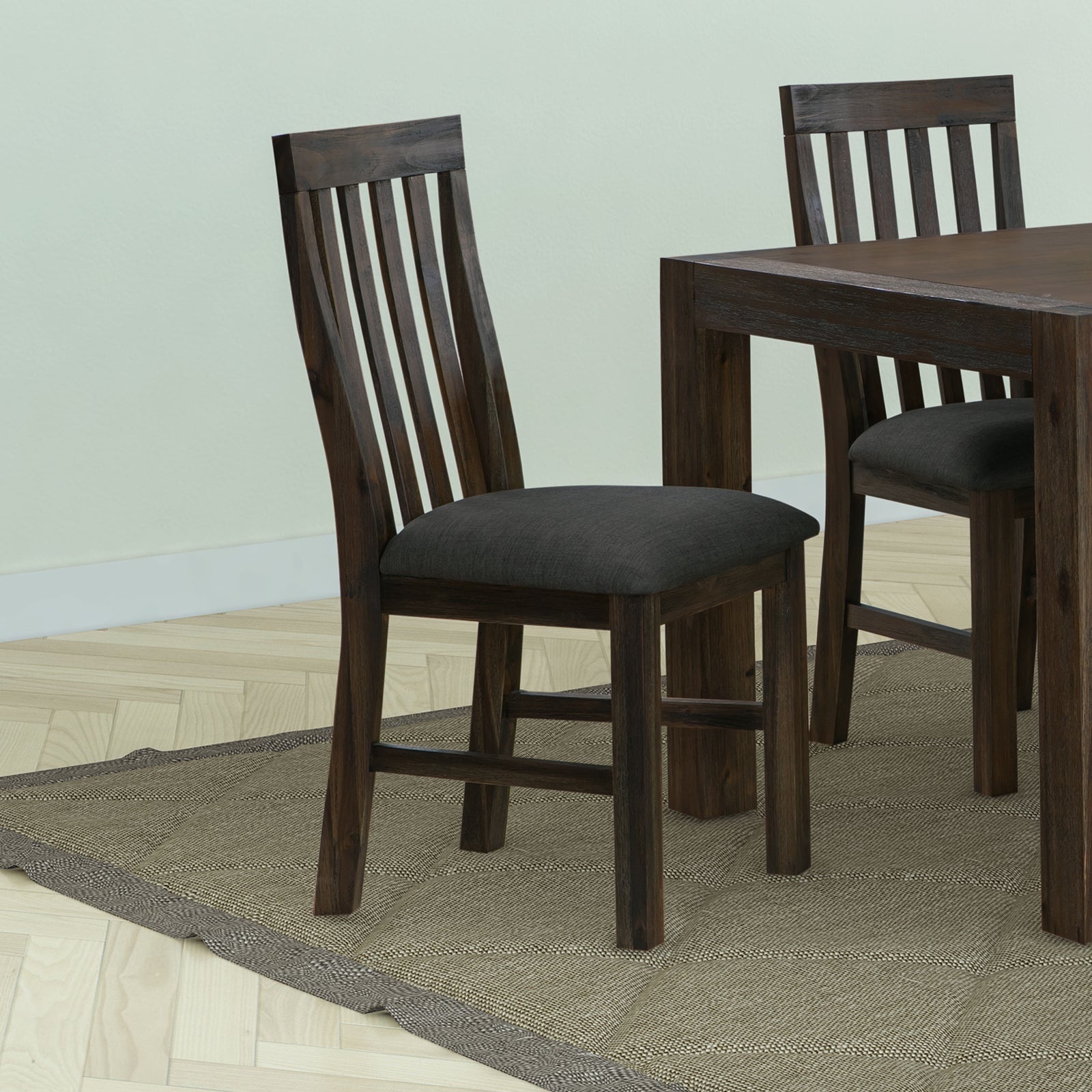 2x Wooden Frame Leatherette in Solid Wood Acacia & Veneer Dining Chairs in Chocolate Colour-0