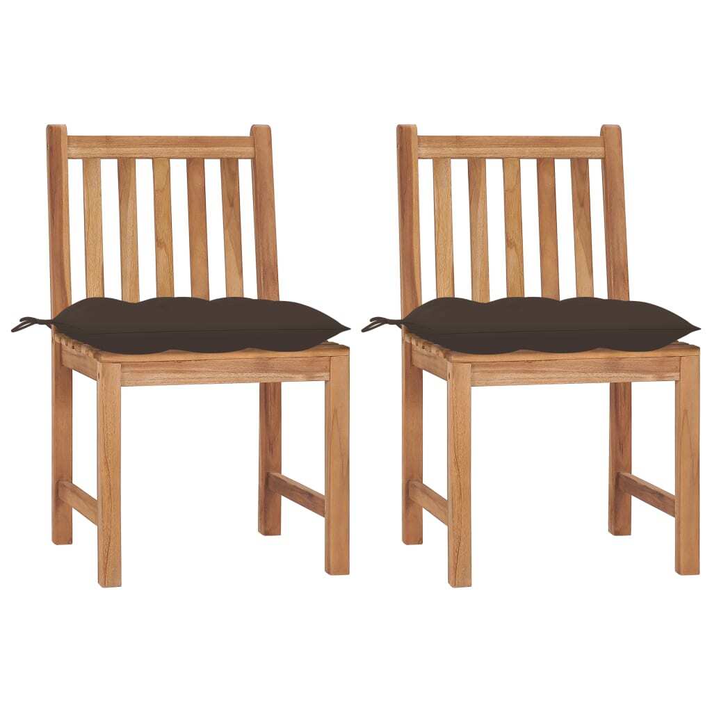 Patio Chair Set of 2 Natural Teak Solid Teak Wood Standard