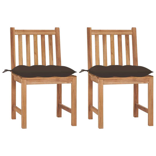 Patio Chair Set of 2 Natural Teak Solid Teak Wood Standard