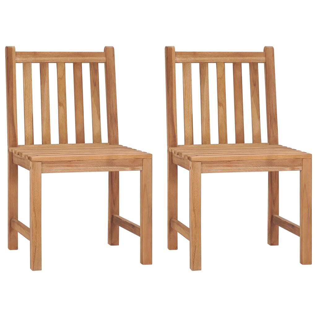 Patio Chair Set of 2 Natural Teak Solid Teak Wood Standard