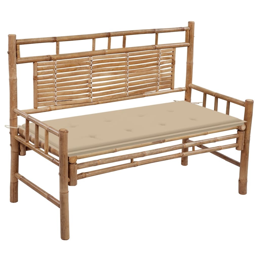 Garden Bench Beige Bamboo Medium Durable Garden Bench