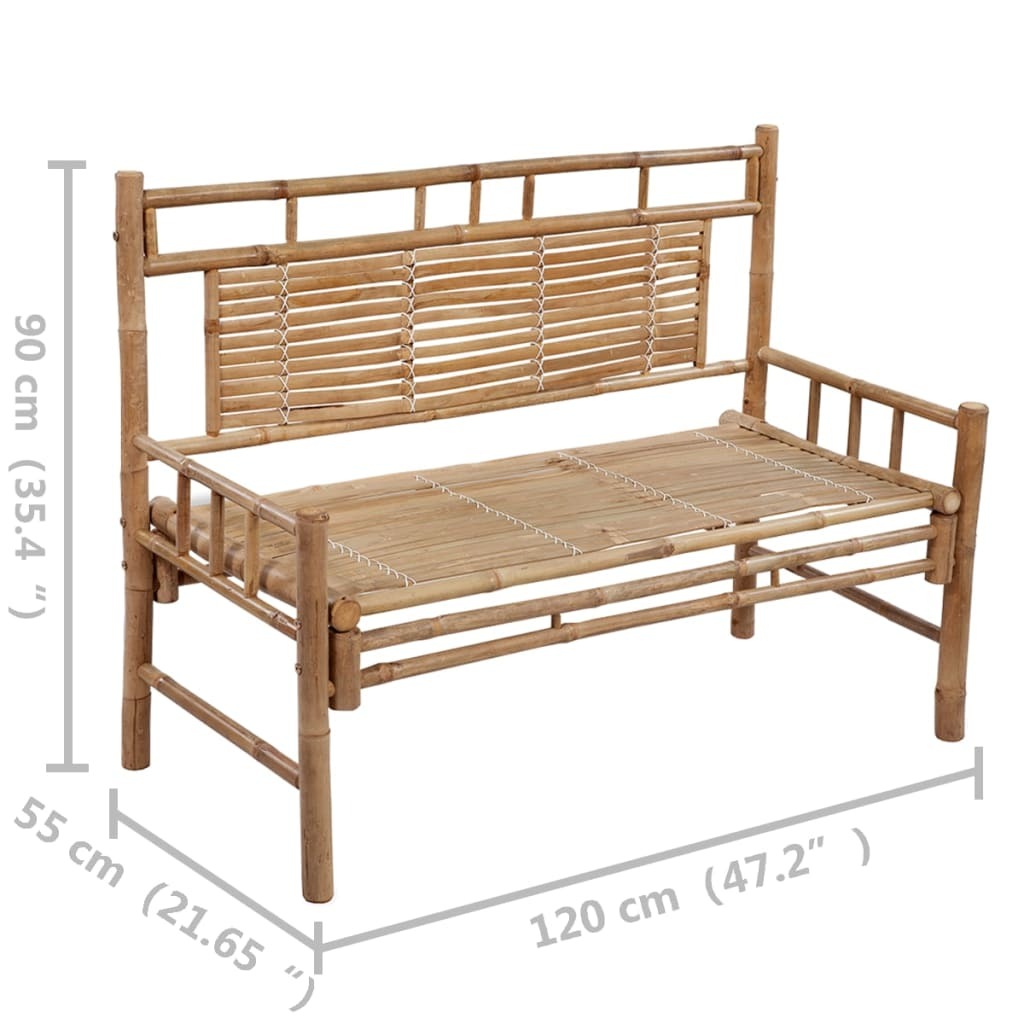Garden Bench Beige Bamboo Medium Durable Garden Bench