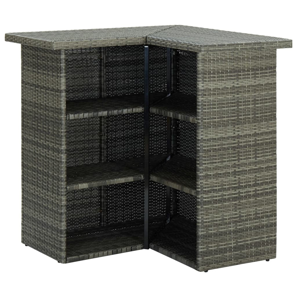 8 Piece Patio Bar Set with Cushions Poly Rattan Gray