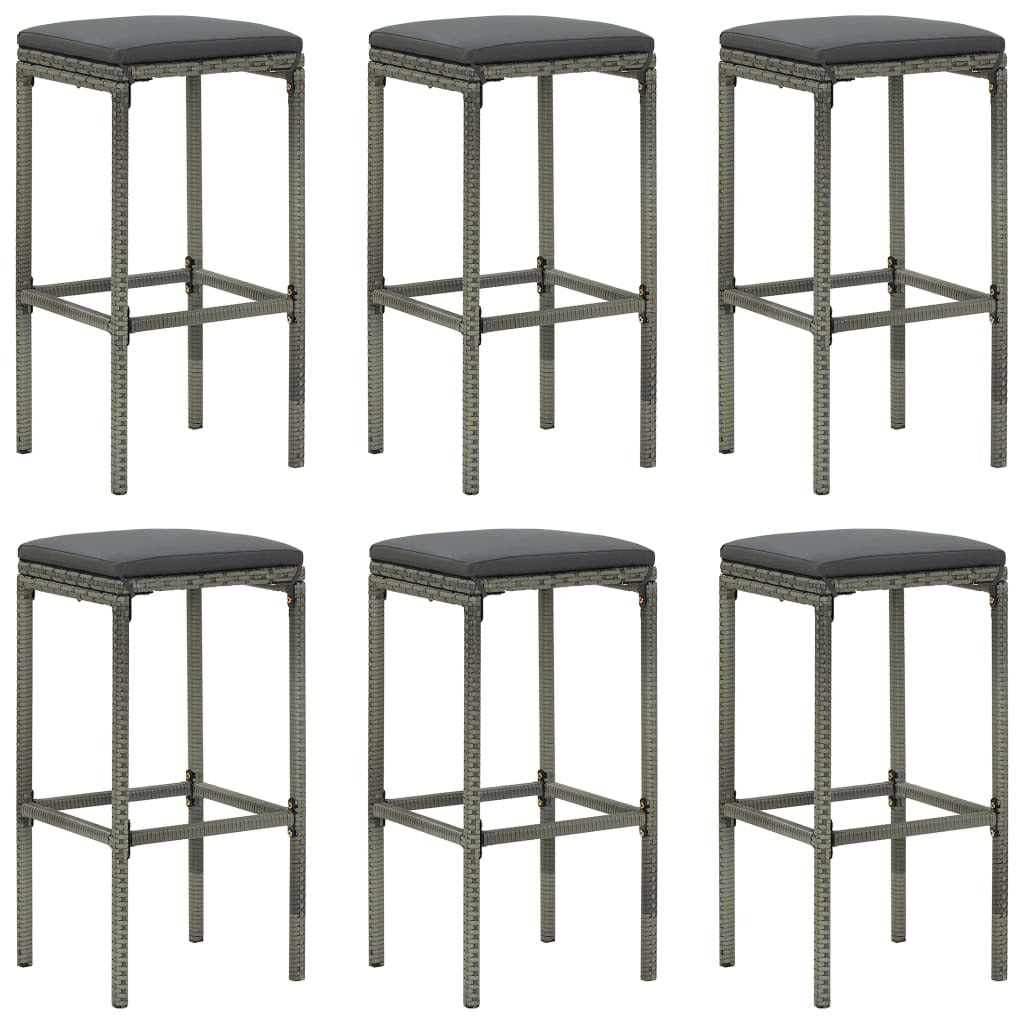 8 Piece Patio Bar Set with Cushions Poly Rattan Gray