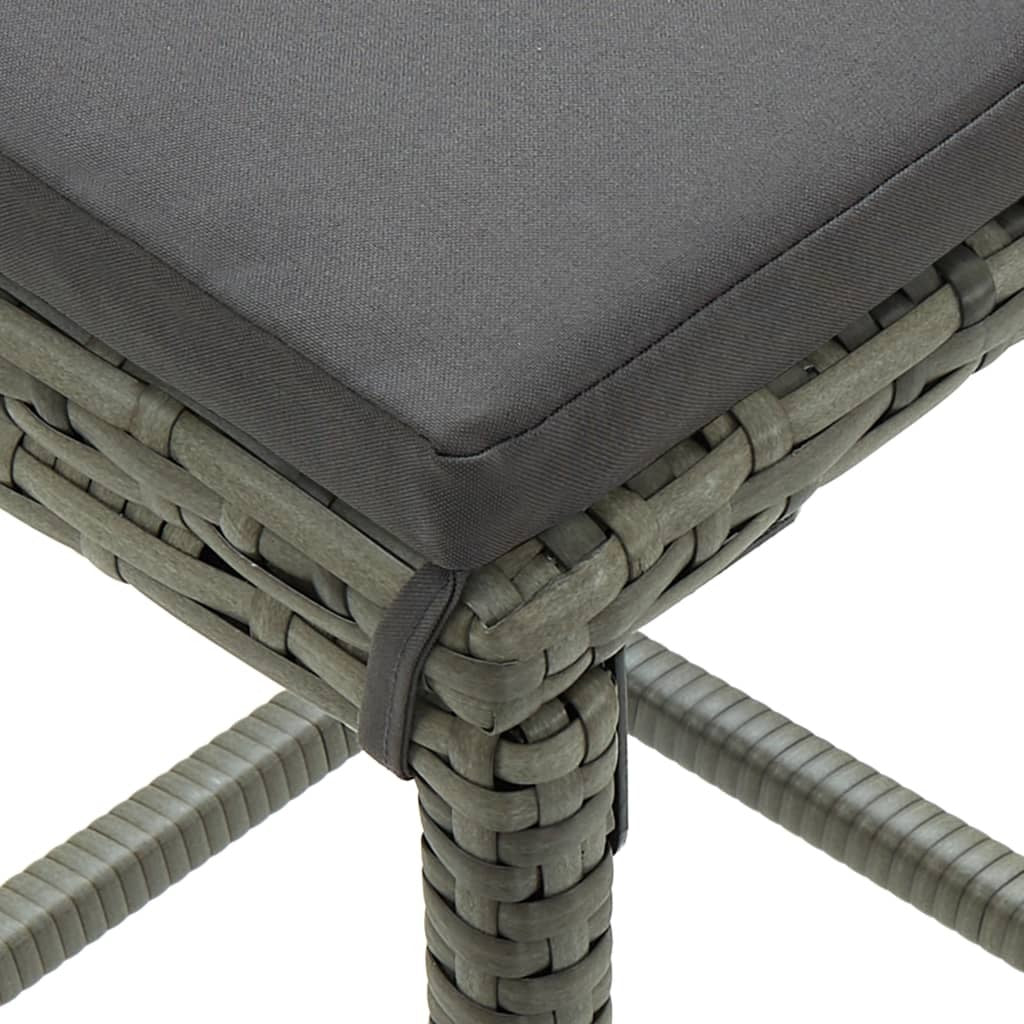 8 Piece Patio Bar Set with Cushions Poly Rattan Gray