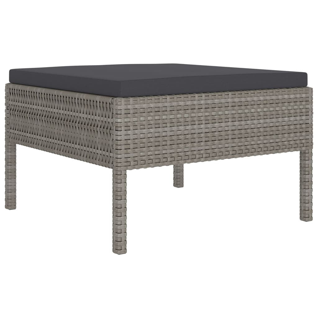 Garden Lounge Set Gray PE rattan, powder-coated steel, polyester
