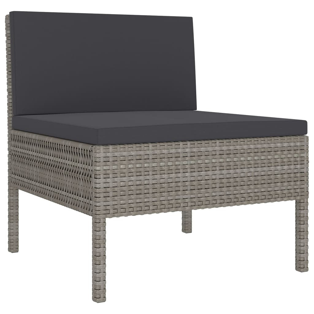 Garden Lounge Set Gray PE rattan, powder-coated steel, polyester