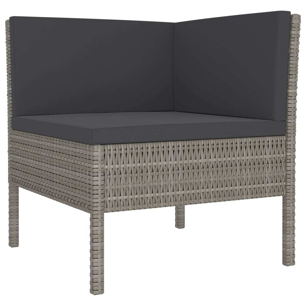 Garden Lounge Set Gray PE rattan, powder-coated steel, polyester