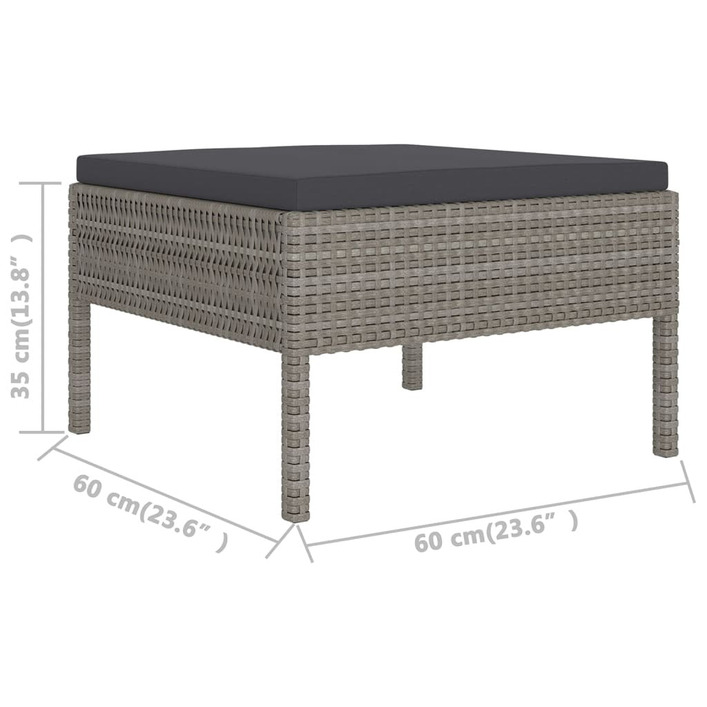 Garden Lounge Set Gray PE rattan, powder-coated steel, polyester