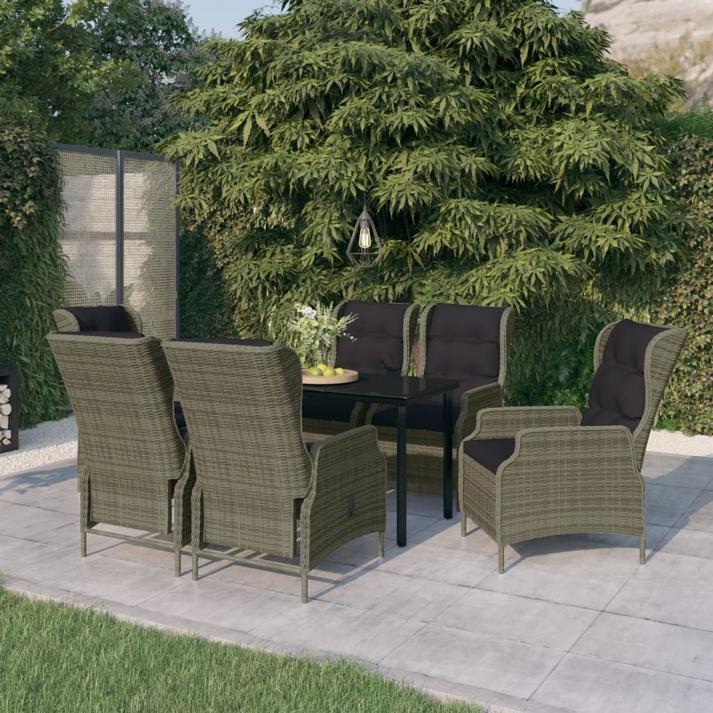 7-piece brown outdoor patio dining set by American Smart with table and chairs for outdoor entertaining.