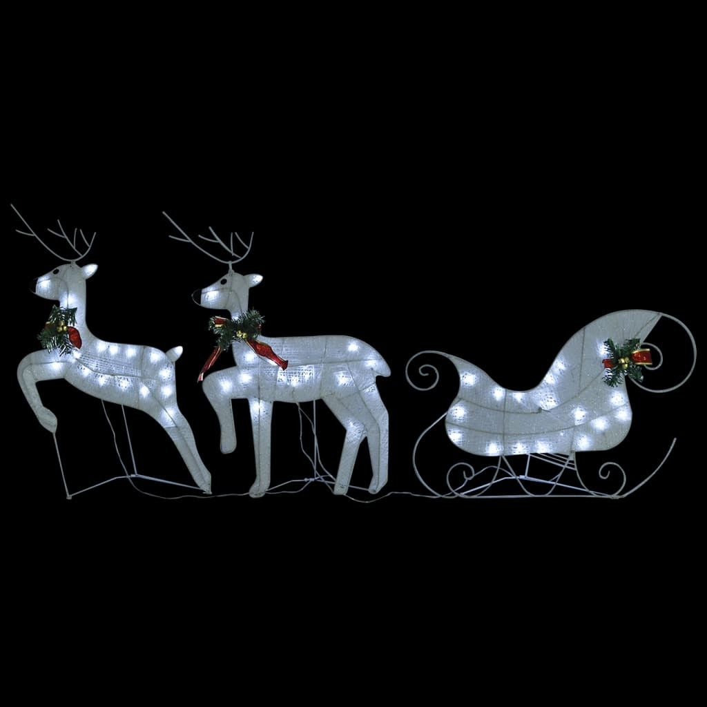 American Smart Reindeer and sleigh Christmas outdoor decoration with 100 white LED lights for seasonal holiday display.