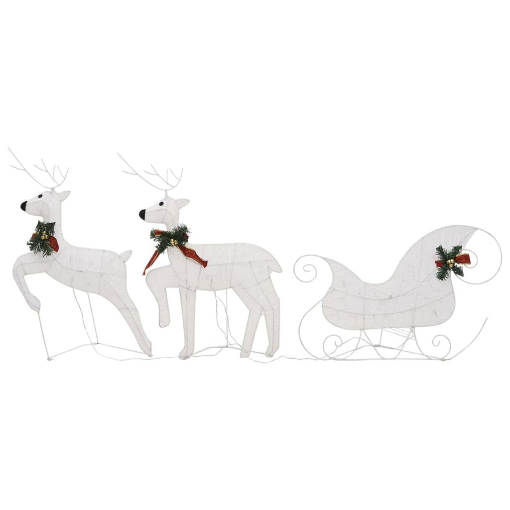 American Smart Reindeer and sleigh Christmas decoration with 100 white LED lights, outdoor seasonal holiday decor.