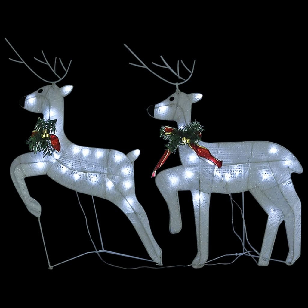 Reindeer and sleigh Christmas outdoor decoration with 100 white LEDs, American Smart seasonal holiday decoration, festive lighting scene