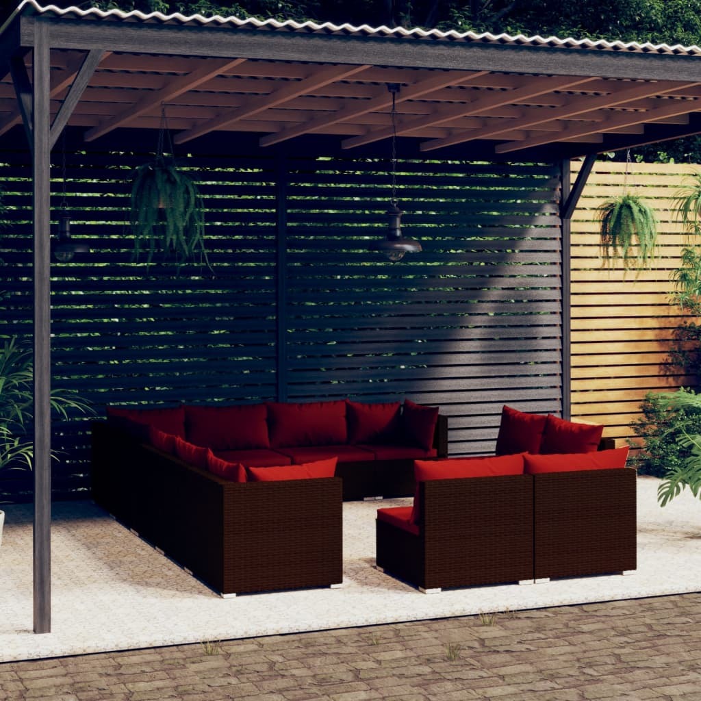 Garden Lounge Set Brown PE rattan Large Modular