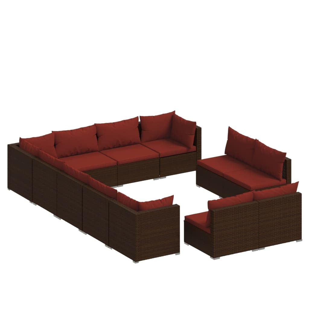 Garden Lounge Set Brown PE rattan Large Modular