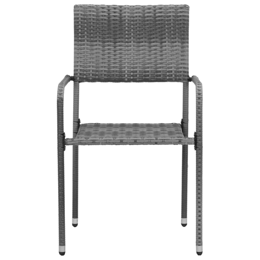 Outdoor Dining Set Gray PE rattan, Steel, Solid Acacia Wood Large