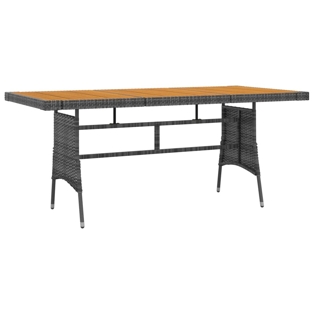 Outdoor Dining Set Gray PE rattan, Steel, Solid Acacia Wood Large