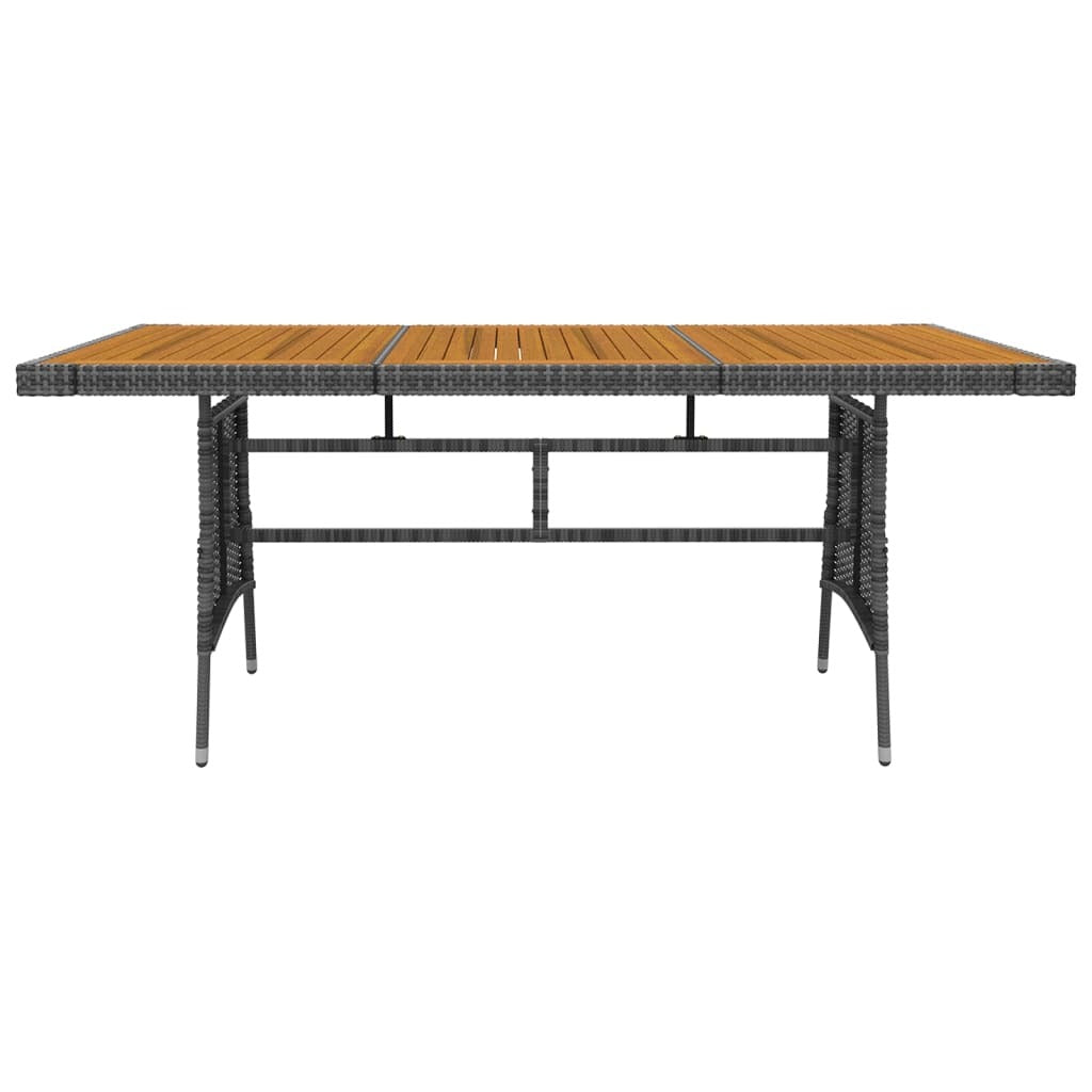 Outdoor Dining Set Gray PE rattan, Steel, Solid Acacia Wood Large