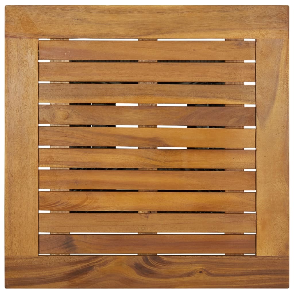Gray outdoor bar table with poly rattan and solid acacia wood, 23.6"x23.6"x43.3", American Smart outdoor furniture.