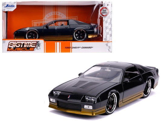 1985 Chevrolet Camaro Z28 Black Metallic with Gold Stripes "Bigtime Muscle" 1/24 Diecast Model Car by Jada-0