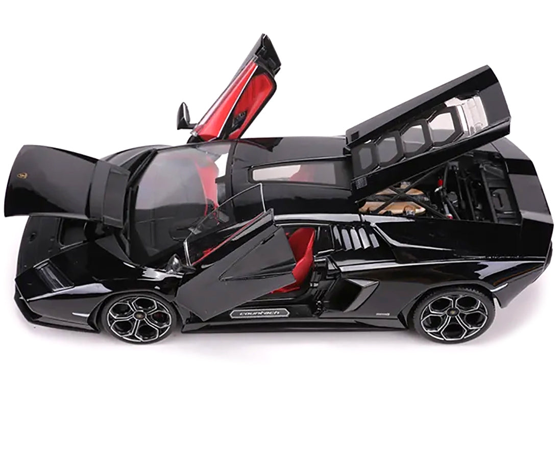 Black Lamborghini Countach LPI 800-4 diecast model car with red interior by Maisto, 1/18 scale, special edition collectible.