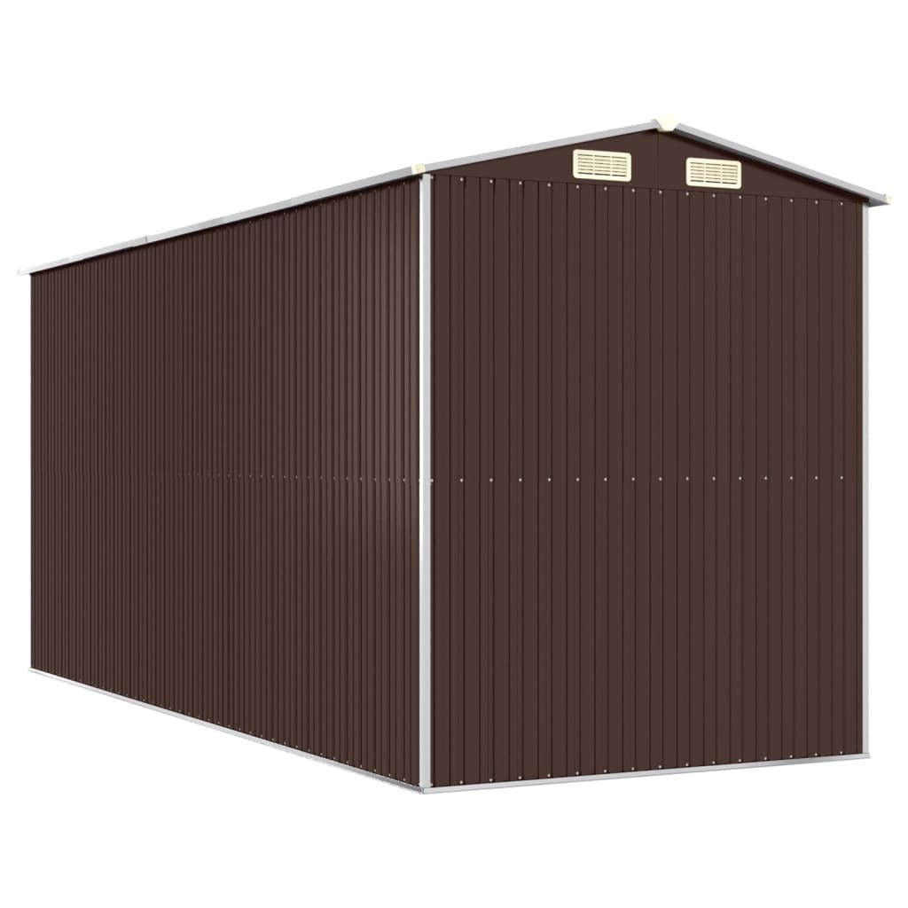 Dark brown American Smart garden shed made of galvanized steel, outdoor storage shed measuring 75.6"x173.2"x87.8".
