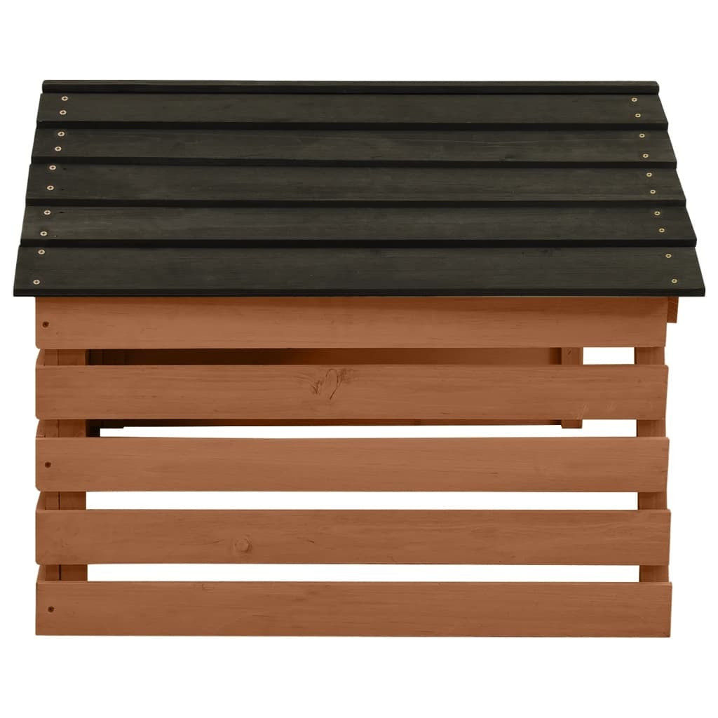 Black and brown wooden garage for robotic lawn mower, 30.7x29.1x21.3 inches, outdoor power equipment accessory by American Smart.