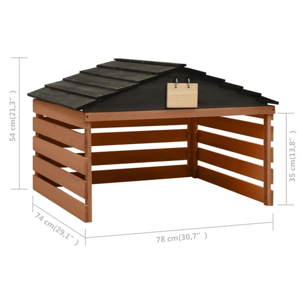 American Smart robotic lawn mower garage in black and brown, outdoor power equipment accessory, made of firwood, 30.7"x29.1"x21.3"