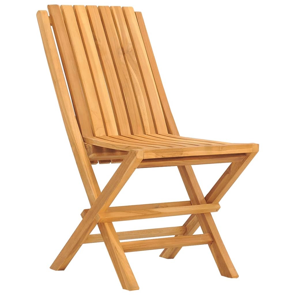 Folding Garden Chair Set of 4 Natural Wood Solid teak wood Medium