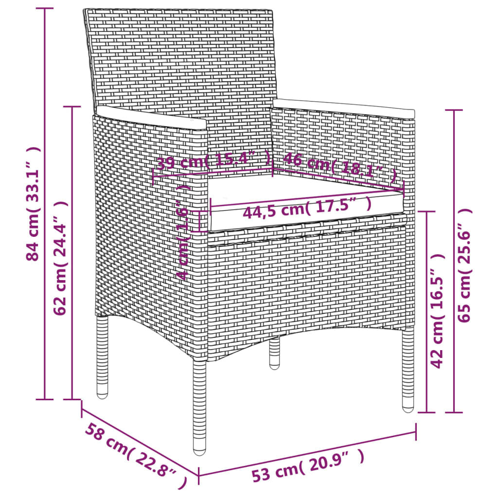 Garden Dining Set Black