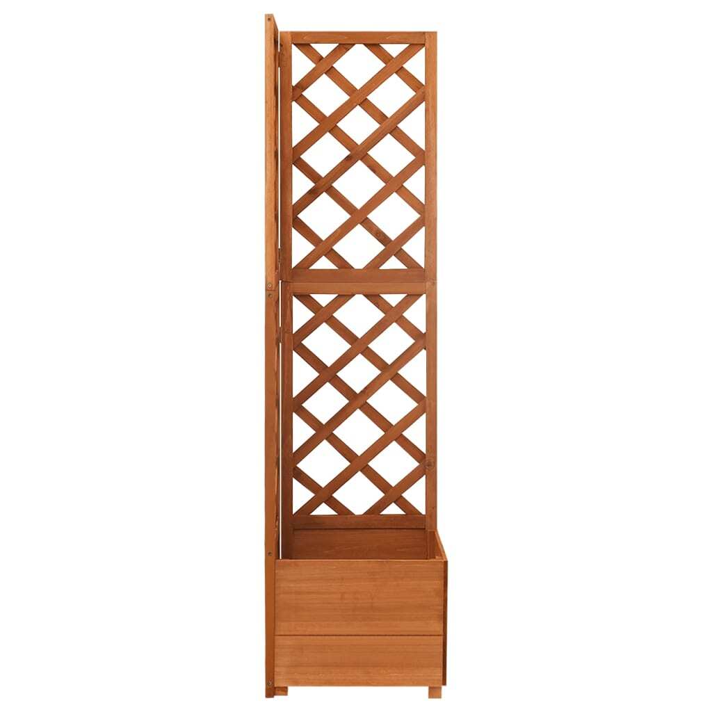 Corner trellis planter made of solid fir wood, 15.7x15.7x59 inches, perfect for gardening and plant display.