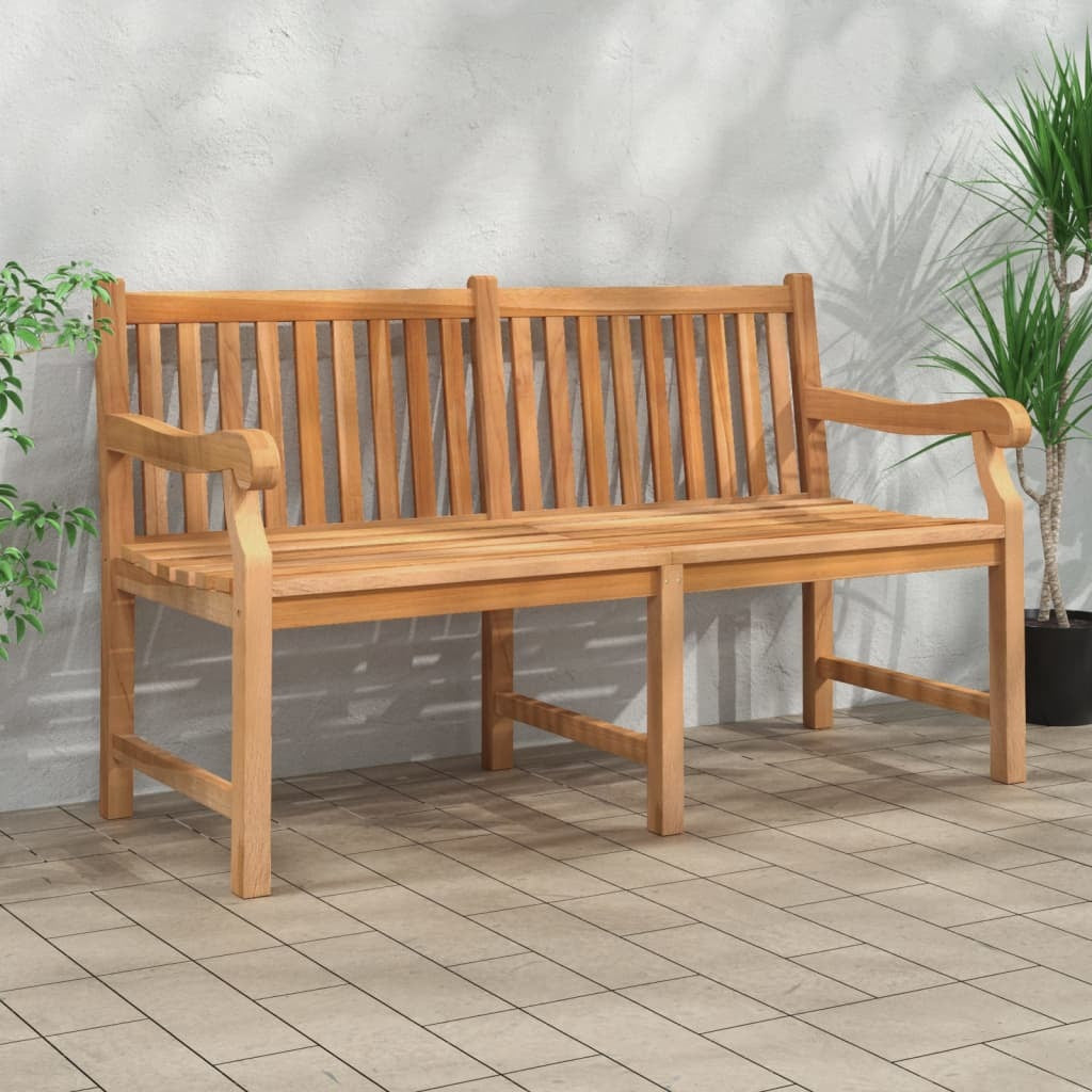 Solid teak wood outdoor patio bench, 59.1 inches long, by American Smart, ideal for garden or porch seating.