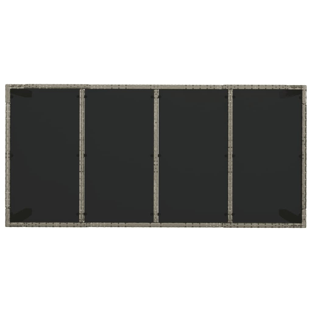 Garden Dining Set Gray PE Rattan, Powder-Coated Steel, Tempered Glass