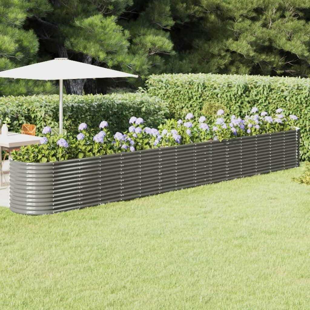Garden Raised Bed Grey Powder-coated steel Large Tough