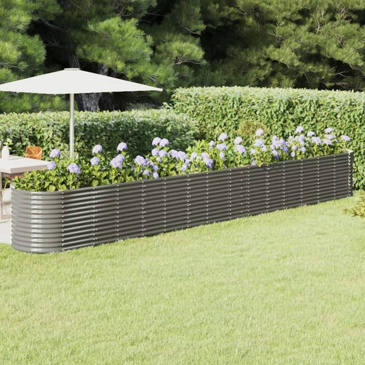 Garden Raised Bed Grey Powder-coated steel Large Tough
