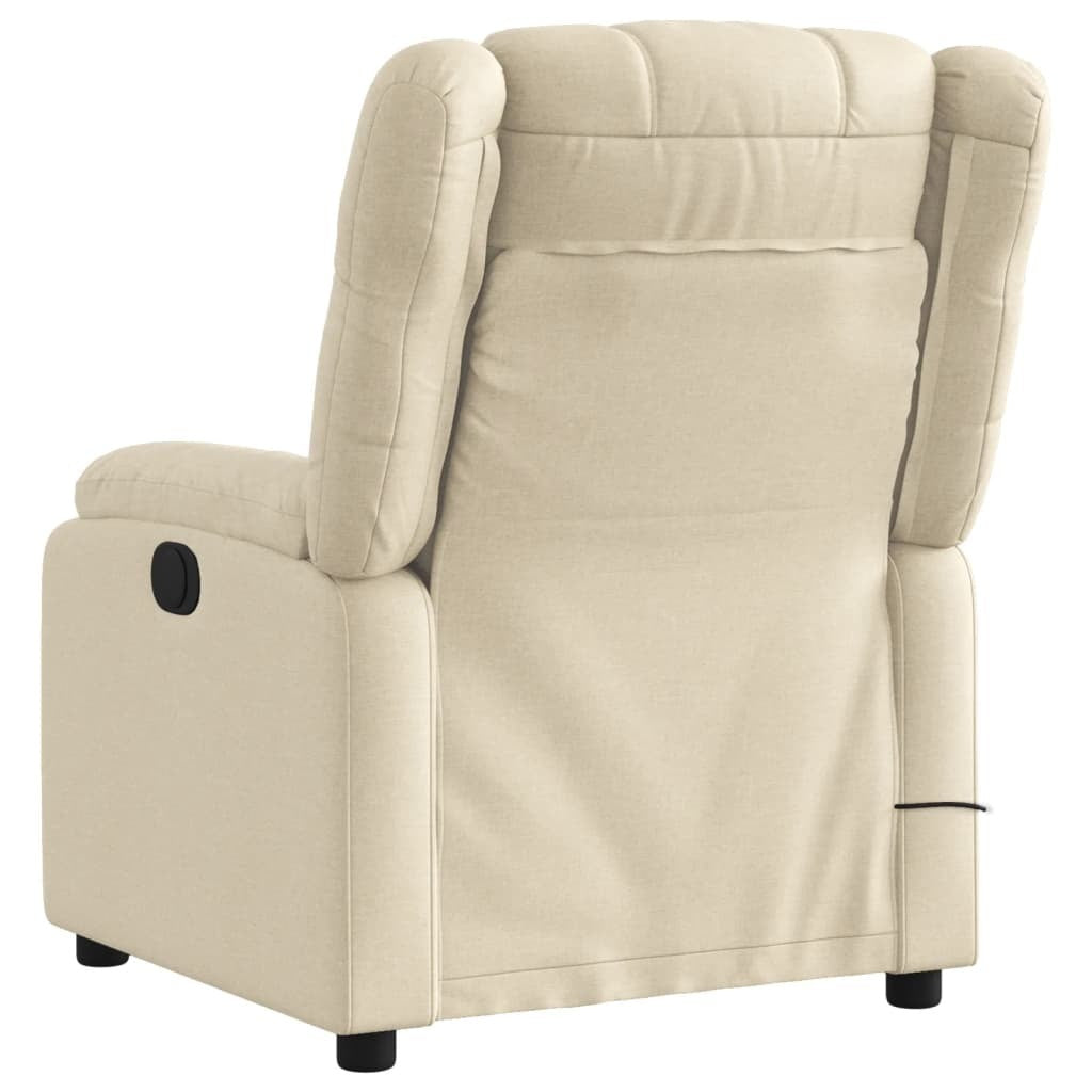 American Smart massage recliner chair in cream fabric, featuring ergonomic armrests and plush cushioning for relaxation.