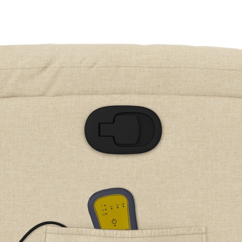 American Smart massage recliner chair with cream fabric upholstery, featuring plush armrests and ergonomic design for relaxation.