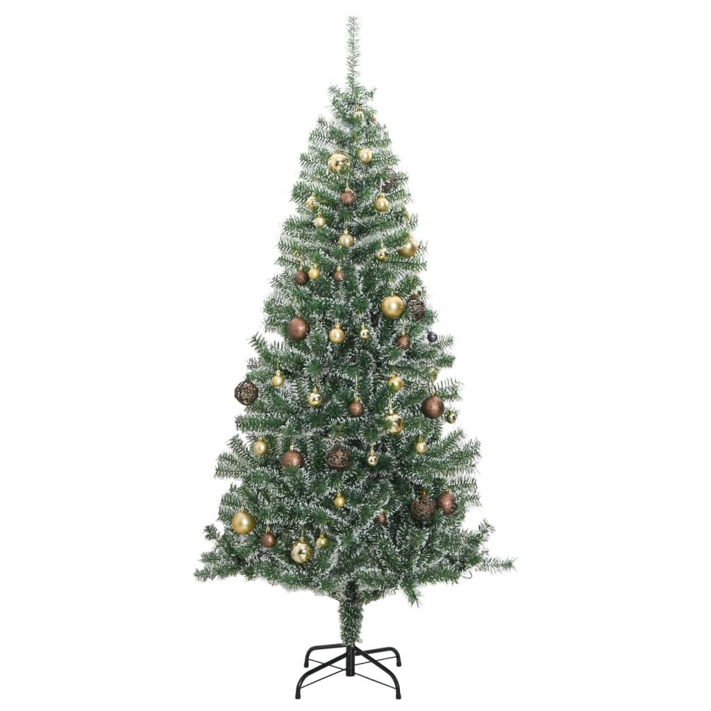 Artificial Christmas Tree 300 LEDs&Ball Set&Flocked Snow 94.5"