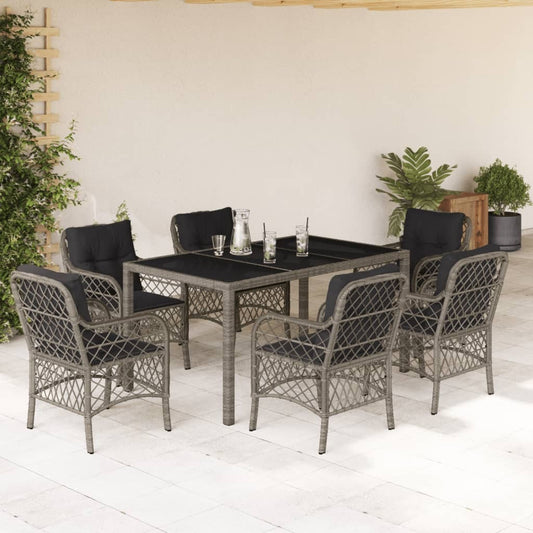 Garden Dining Set Grey PE rattan 7 Piece Set