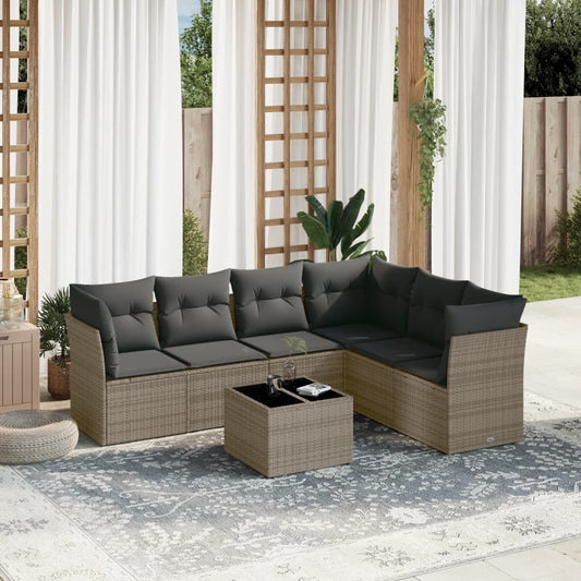 Garden Sofa Set Grey PE rattan Large Modular Garden Sofa Set