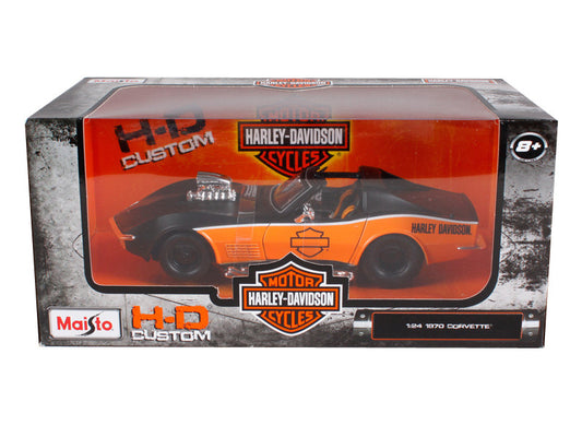 1970 Chevrolet Corvette Harley Davidson Black/Orange 1/24 Diecast Model Car by Maisto-0