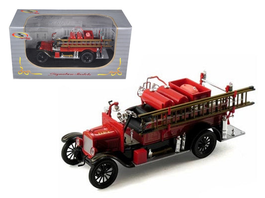 1926 Ford Model T fire engine diecast model in red and black by Signature Models, detailed 1/32 scale collectible vehicle.