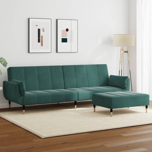 Sofa Bed Dark Green Velvet, Wood, Metal Standard