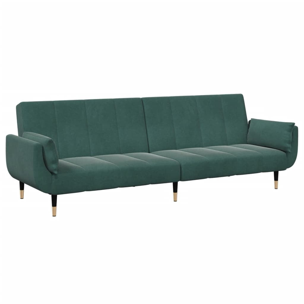 Sofa Bed Dark Green Velvet, Wood, Metal Standard