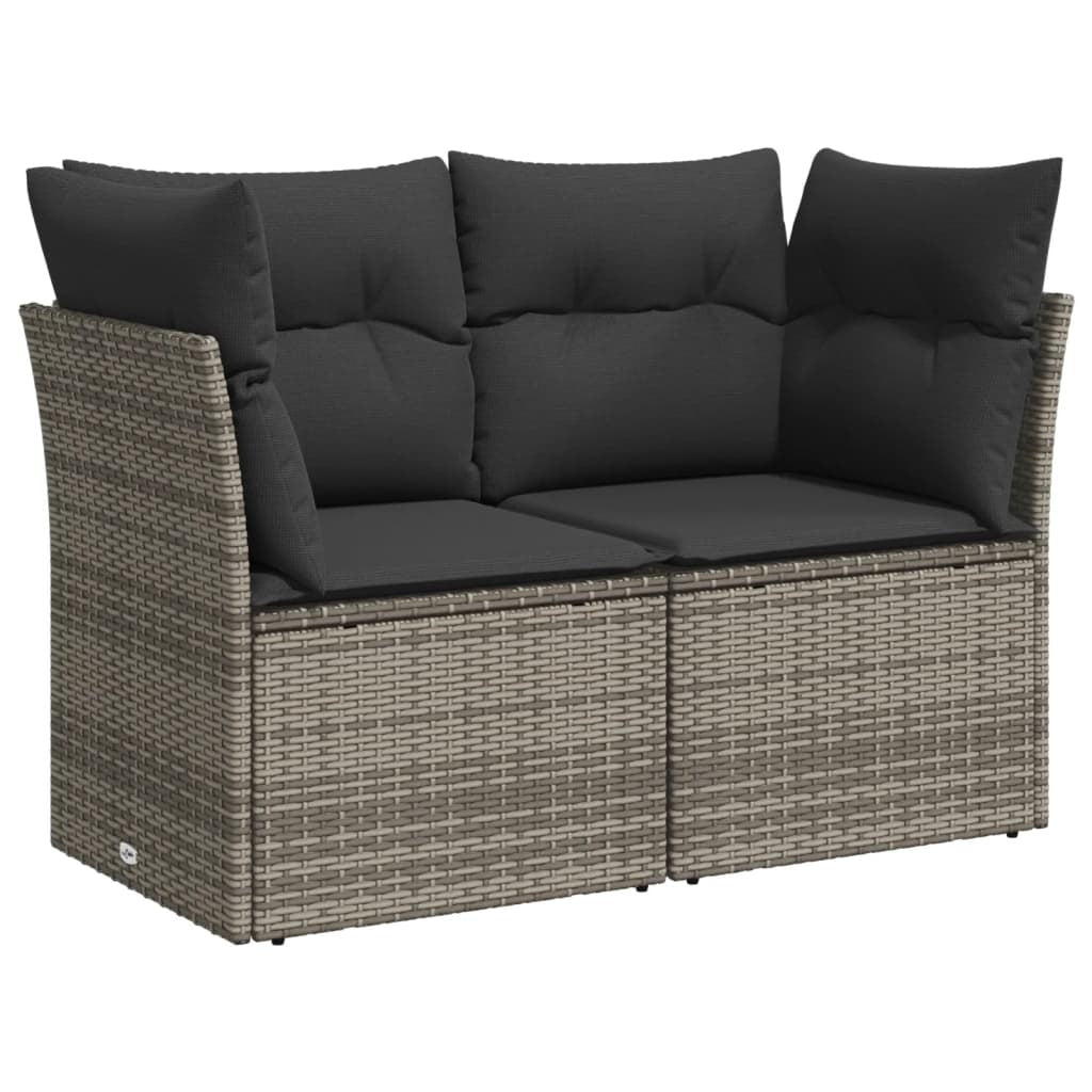 Garden Sofa Set Grey PE rattan, powder-coated steel, tempered glass