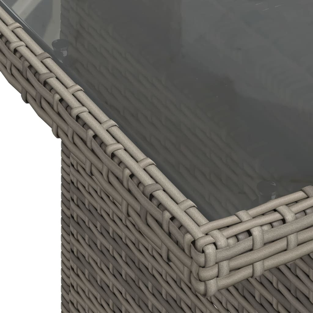 Garden Sofa Set Grey PE rattan, powder-coated steel, tempered glass