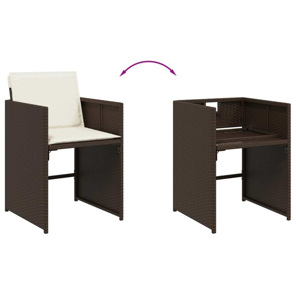 Patio Dining Set Set of 12 Brown, Cream White