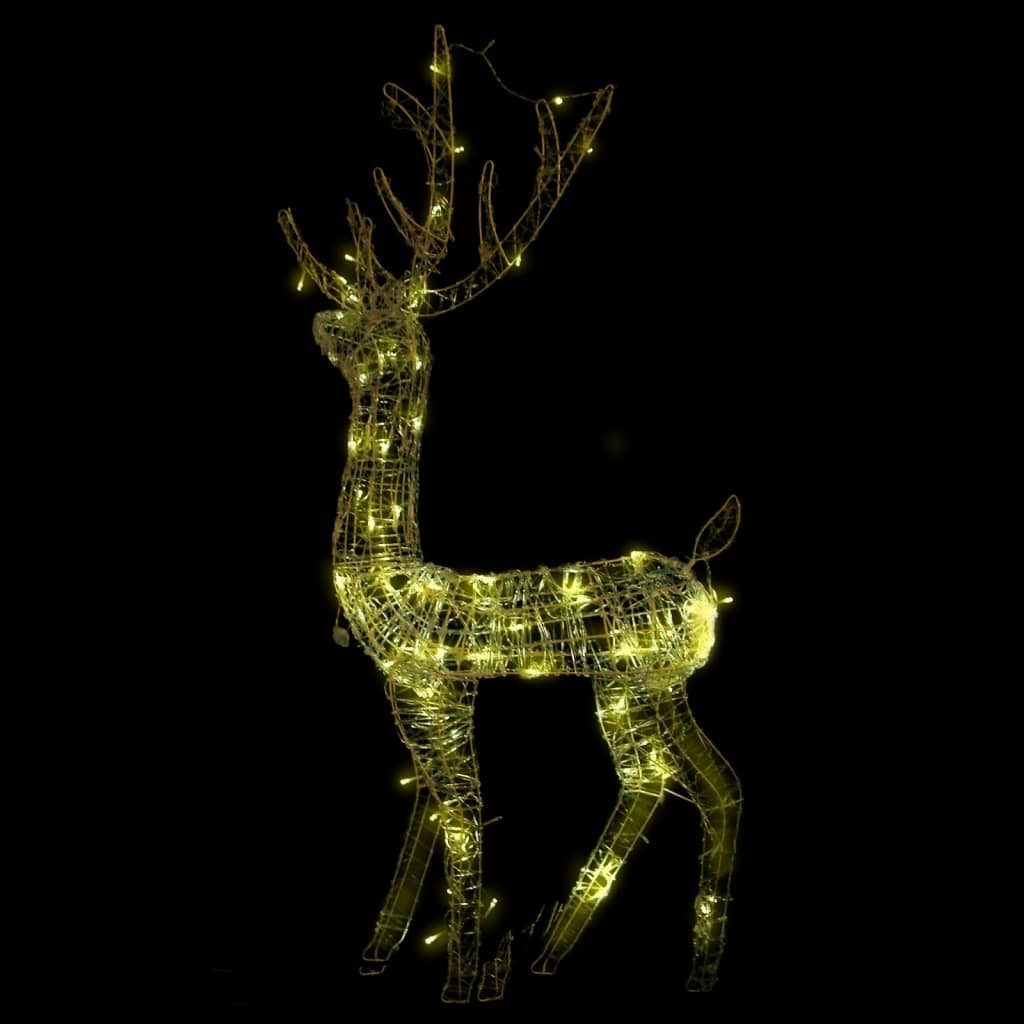 Reindeer Christmas Decoration Warm White Acrylic Large